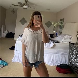 White Francesca’s flowy shirt!!